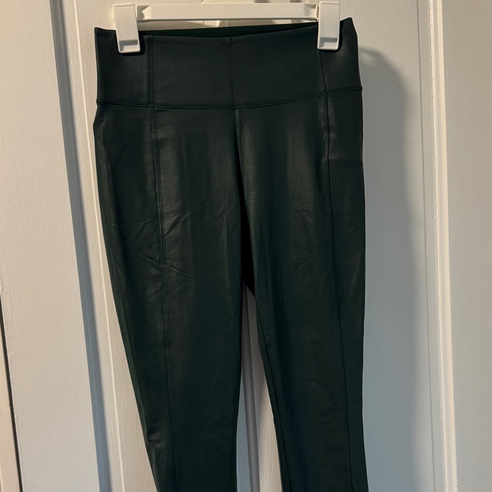 Athleta Delancey Gleam Tight Deep Green Faux Leather Legging